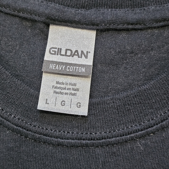 Gildan "Who Dat" Saints Gold Glitter HTV Black T-Shirt 100% Cotton Size L - Picture 4 of 4